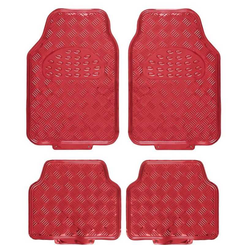 Tapis auto universel 2 avants + 2 arrières Pvc Rouge