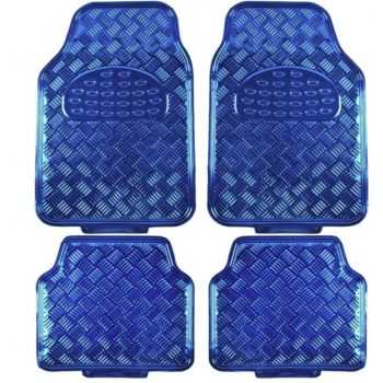 Tapis universel 2 avants + 2 arrières Pvc effet métallisé Bleu