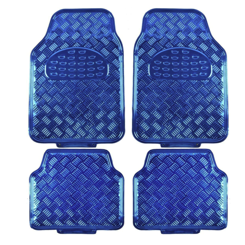 Tapis universel 2 avants + 2 arrières Pvc effet métallisé Bleu