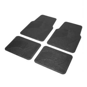 Tapis Voiture Universel Caoutchouc Tapis Automobile 4 Pièces Noirs