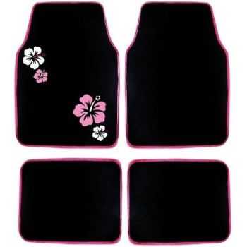 IMDIFA 404 Set de 4 Tapis Moquette Hibiscus, Noir