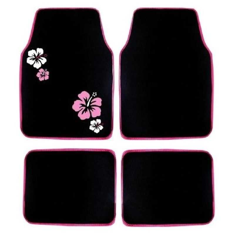 IMDIFA 404 Set de 4 Tapis Moquette Hibiscus, Noir